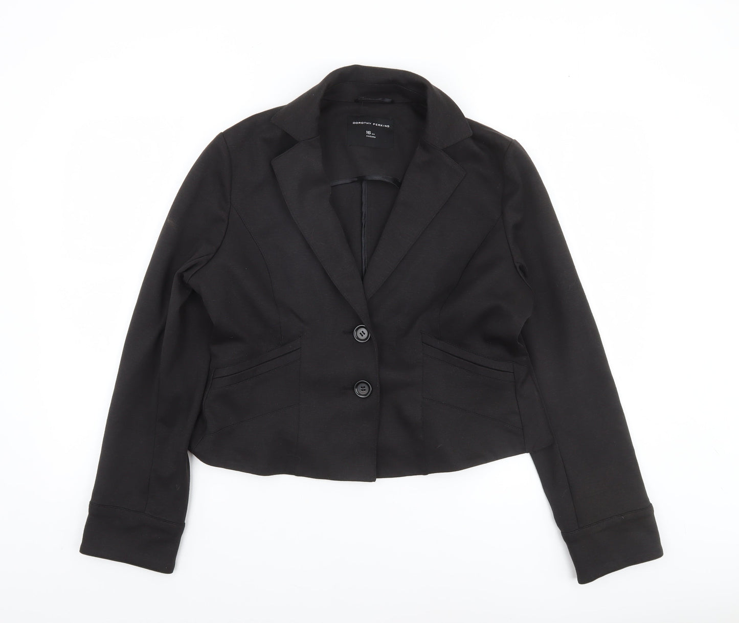 Dorothy Perkins Women's Black Tailored Blazer Size 16 UK Two-Button Work Jacket
