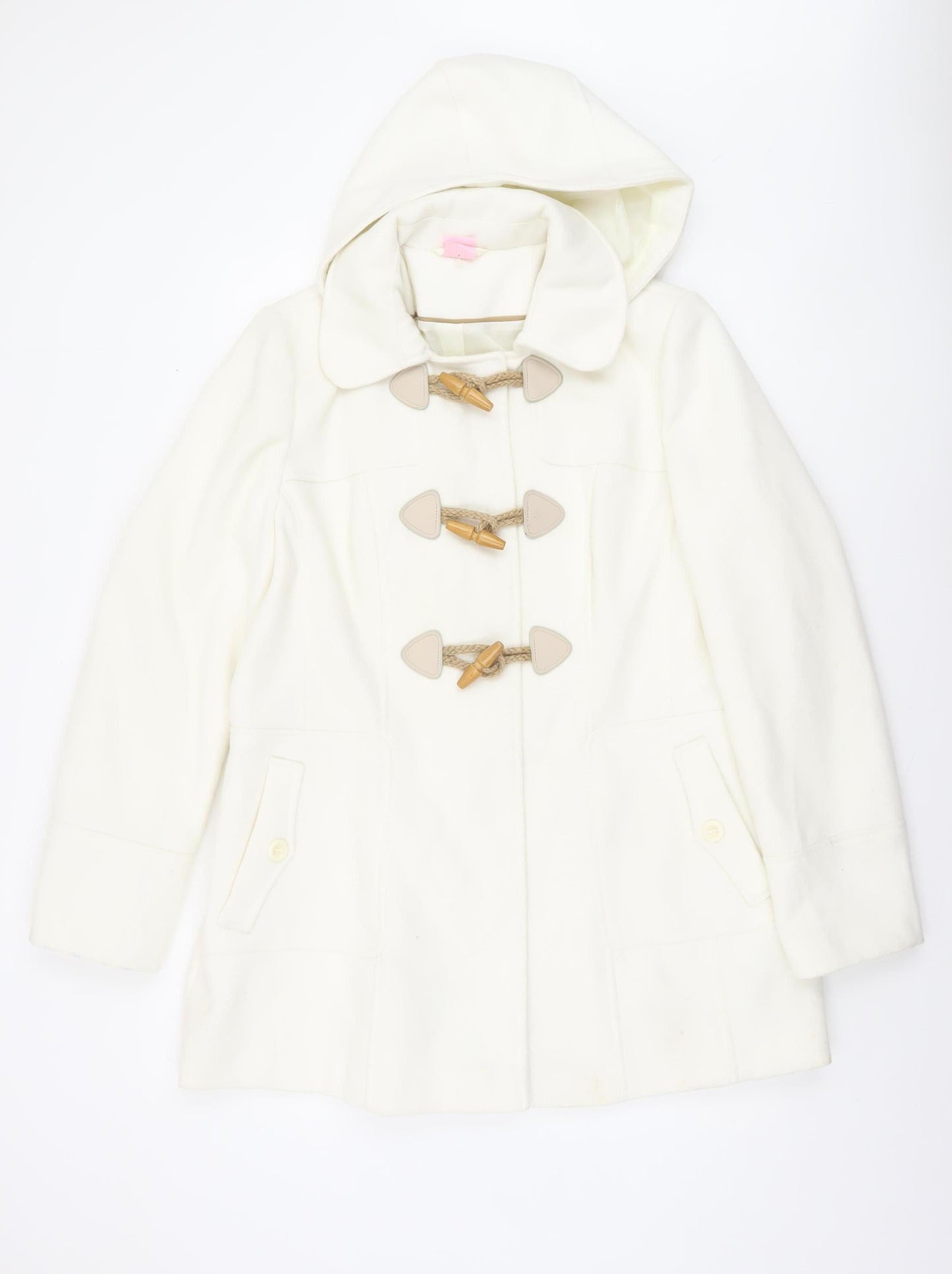 F&F Women’s Ivory Hooded Duffle Coat Size 18 Toggle Fastening Lined