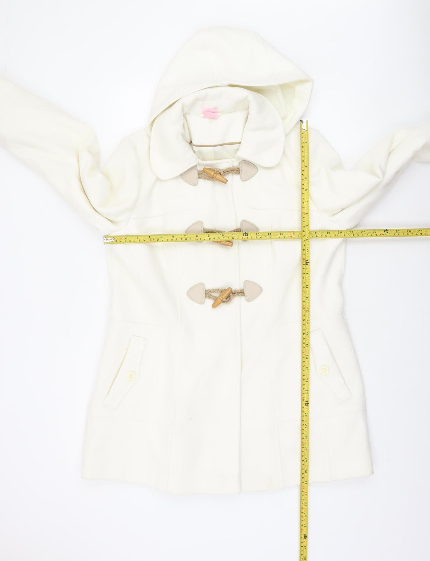 F&F Women’s Ivory Hooded Duffle Coat Size 18 Toggle Fastening Lined