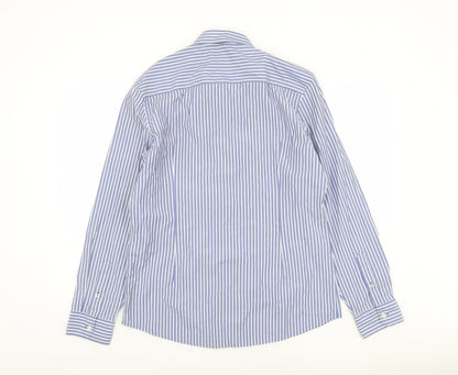 River Island Men’s Blue Striped Long Sleeve Cotton Button-Up Shirt Size L