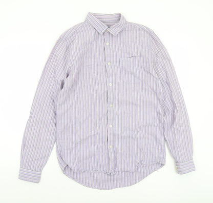 River Island Men’s Purple Striped Cotton Button-Up Shirt Size S