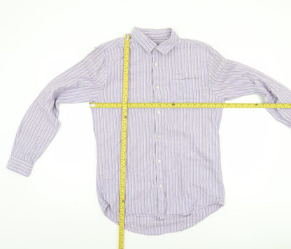 River Island Men’s Purple Striped Cotton Button-Up Shirt Size S