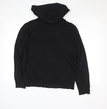 H&M Teens Black Full Zip Hoodie, Size 13-14 Years, Cotton Blend