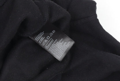 H&M Teens Black Full Zip Hoodie, Size 13-14 Years, Cotton Blend