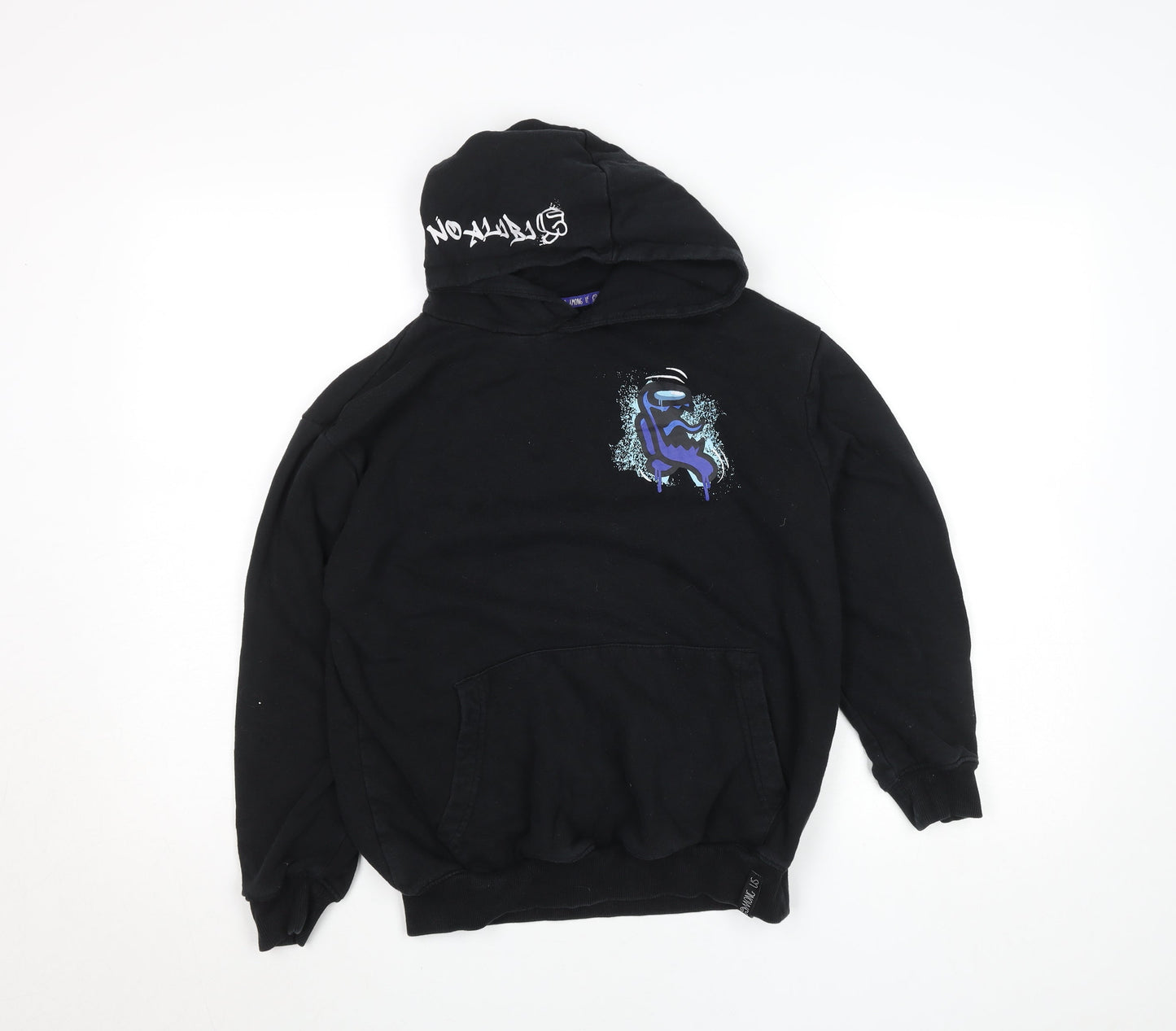 George Among Us Boys Black Pullover Hoodie 11-12 Years Cotton Blend