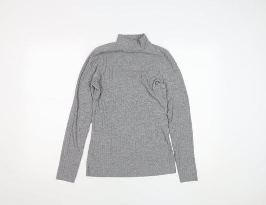 Womens UK Size 10 River Island Grey Basic T-Shirt