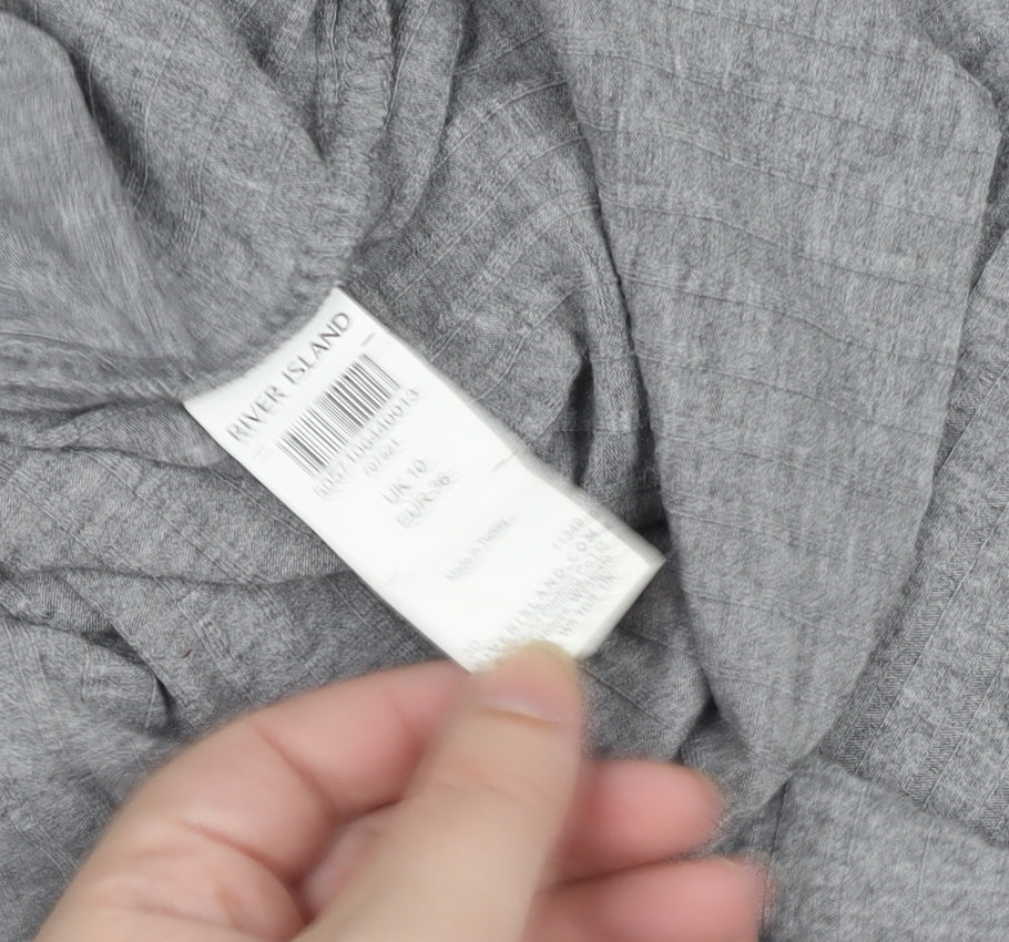 Womens UK Size 10 River Island Grey Basic T-Shirt
