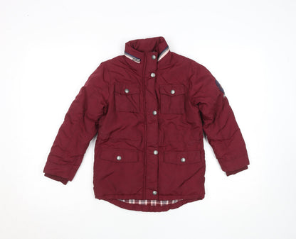 SoulCal & Co Girls Red Parka Coat 6-7 Years Lined Winter Jacket