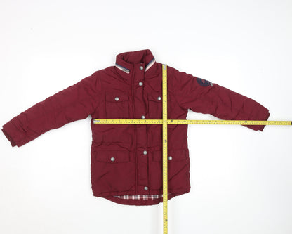 SoulCal & Co Girls Red Parka Coat 6-7 Years Lined Winter Jacket