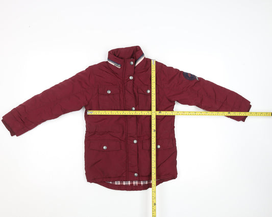 SoulCal & Co Girls Red Parka Coat 6-7 Years Lined Winter Jacket