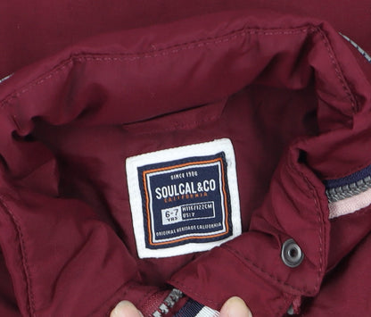 SoulCal & Co Girls Red Parka Coat 6-7 Years Lined Winter Jacket