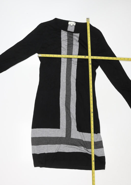 Linea Women’s Black Grey Colourblock Knit Shift Dress Size 12