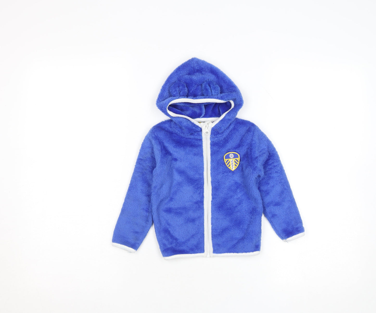 Leeds United Baby Blue Hooded Fleece Jacket 9-12 Months Zip Up Soft Plush