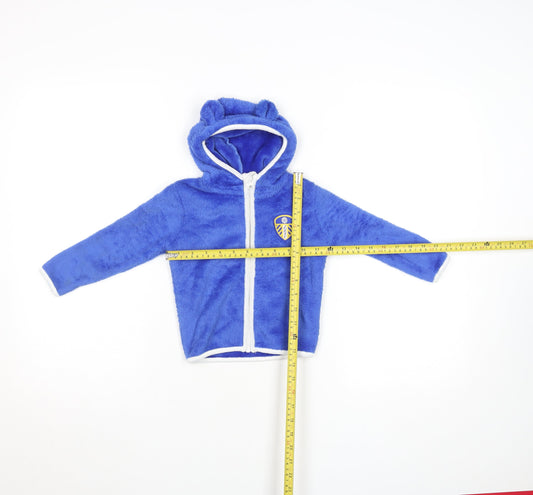 Leeds United Baby Blue Hooded Fleece Jacket 9-12 Months Zip Up Soft Plush