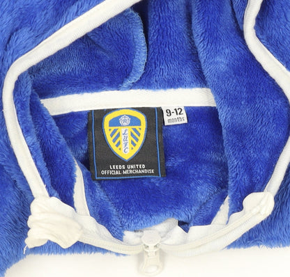 Leeds United Baby Blue Hooded Fleece Jacket 9-12 Months Zip Up Soft Plush