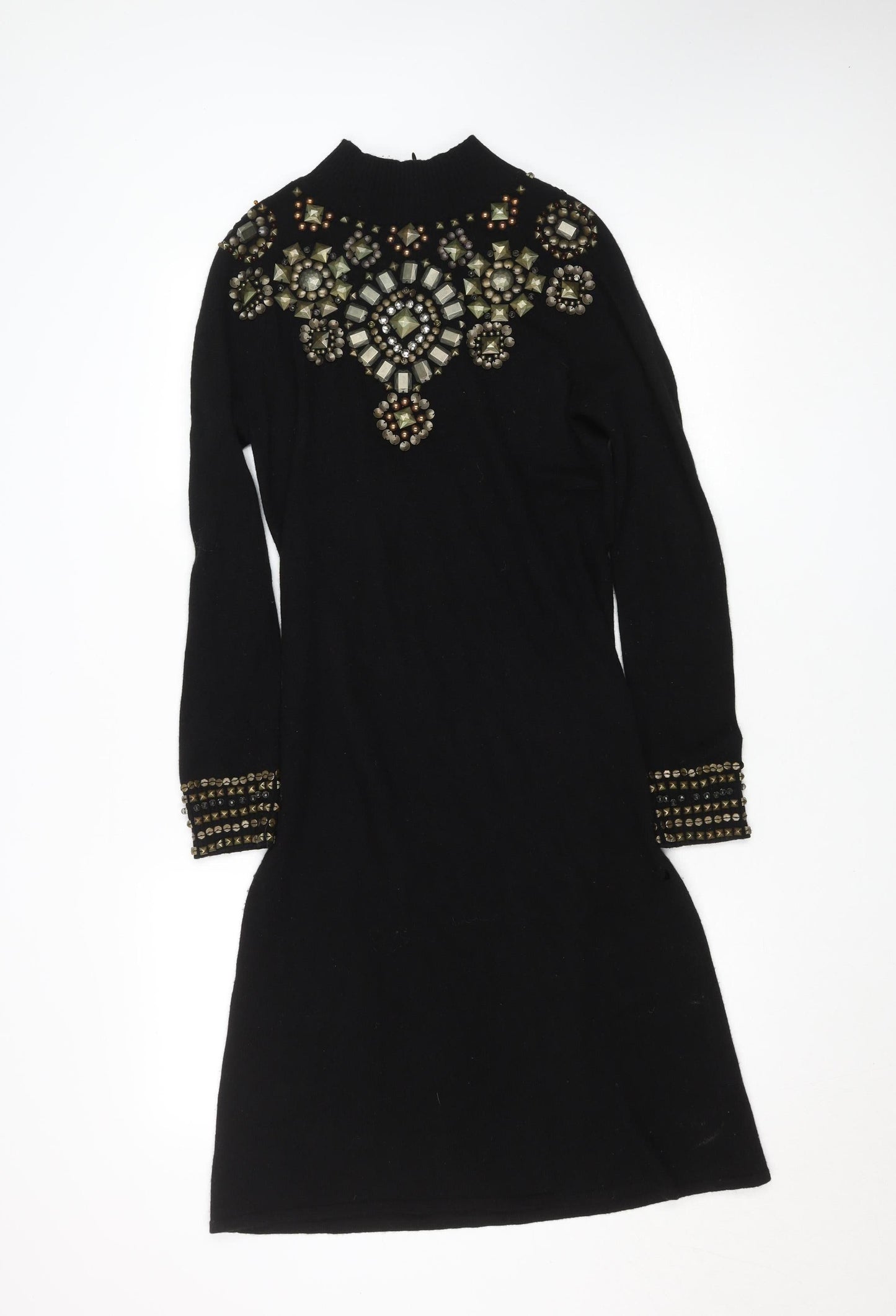 Marks and Spencer Women Black Wool Cashmere Bodycon Dress Size 12