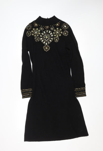 Marks and Spencer Women Black Wool Cashmere Bodycon Dress Size 12