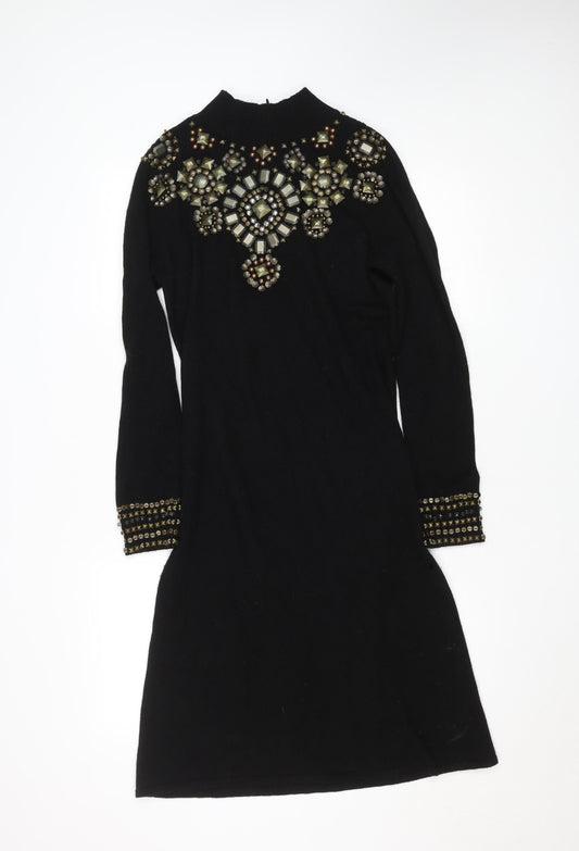 Marks and Spencer Women Black Wool Cashmere Bodycon Dress Size 12