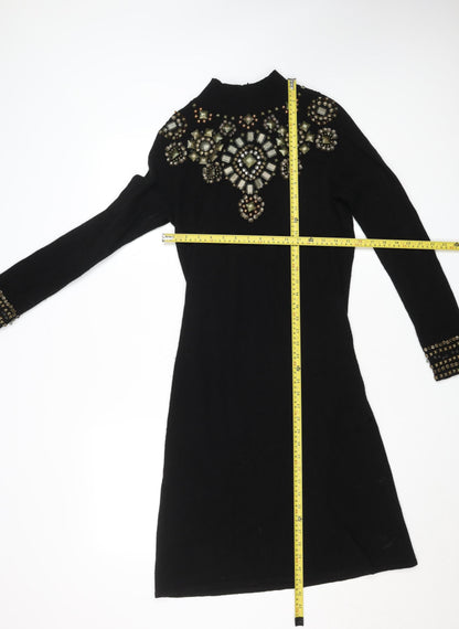Marks and Spencer Women Black Wool Cashmere Bodycon Dress Size 12
