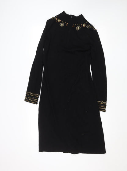 Marks and Spencer Women Black Wool Cashmere Bodycon Dress Size 12