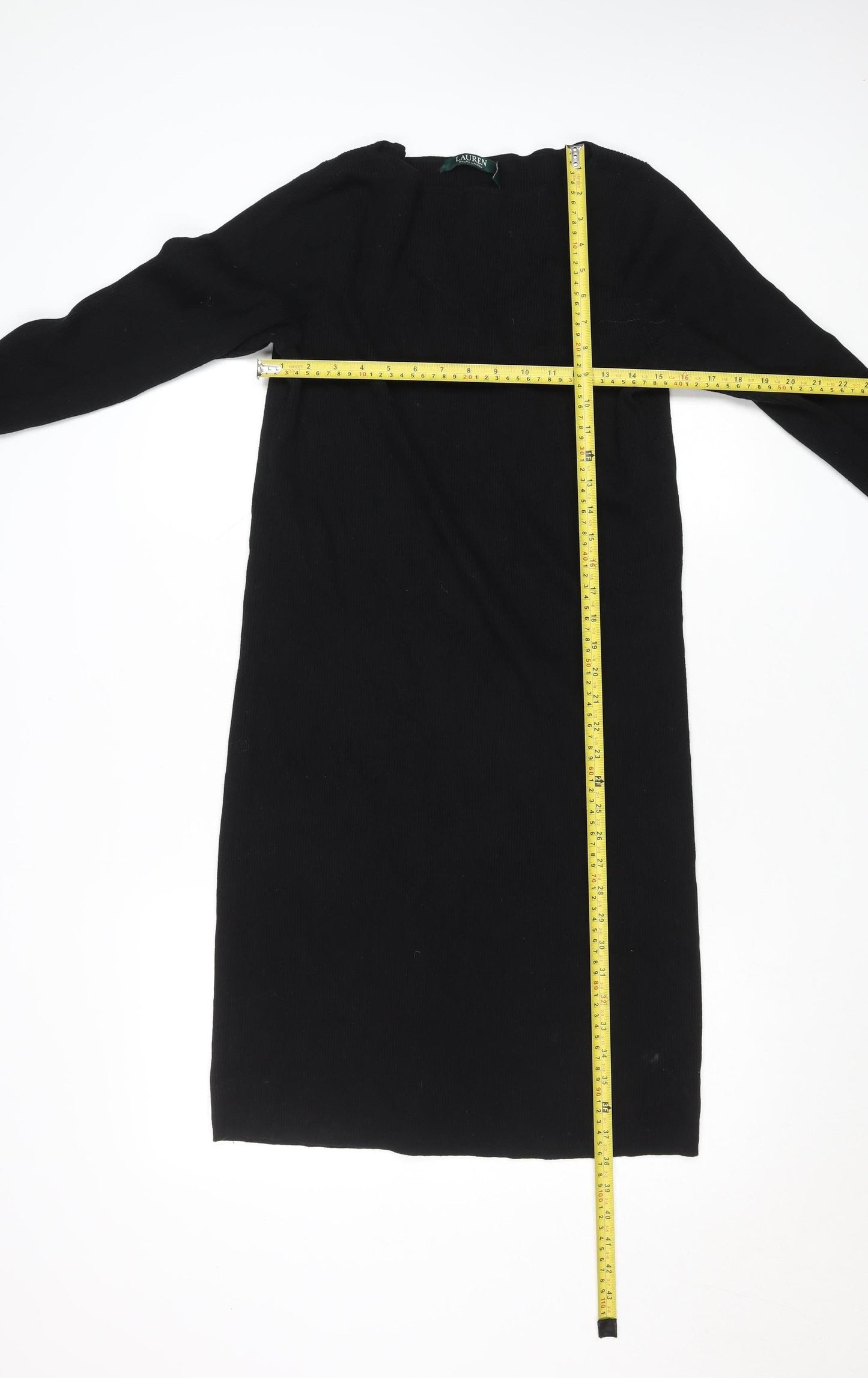 Ralph Lauren Women’s Black Knit Bodycon Dress Size M Long Sleeve