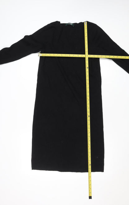 Ralph Lauren Women’s Black Knit Bodycon Dress Size M Long Sleeve