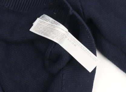 Abercrombie & Fitch Men's Blue Collared Henley Jumper Size L