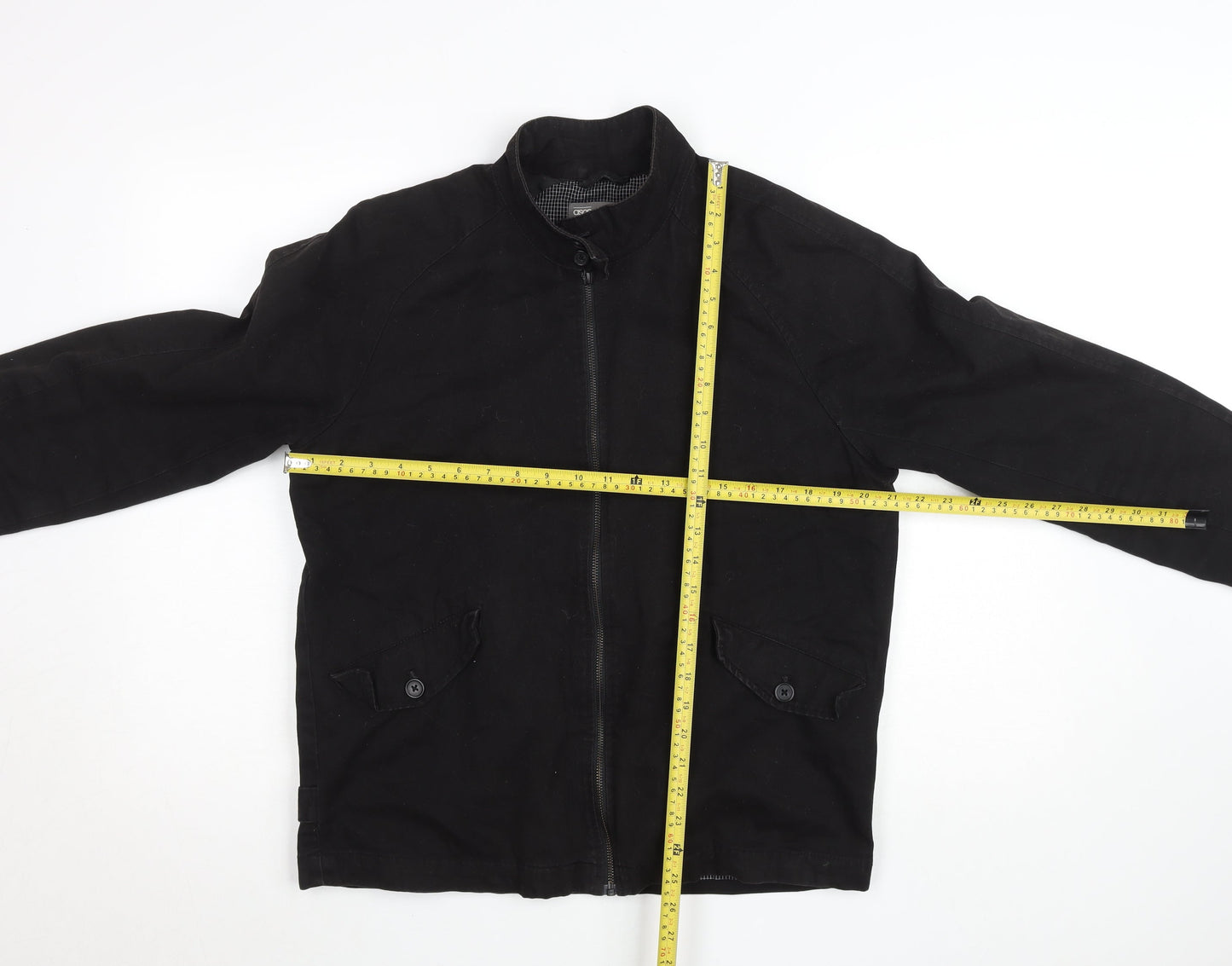 ASOS Men's Black Cotton Full Zip Jacket M Regular Fit