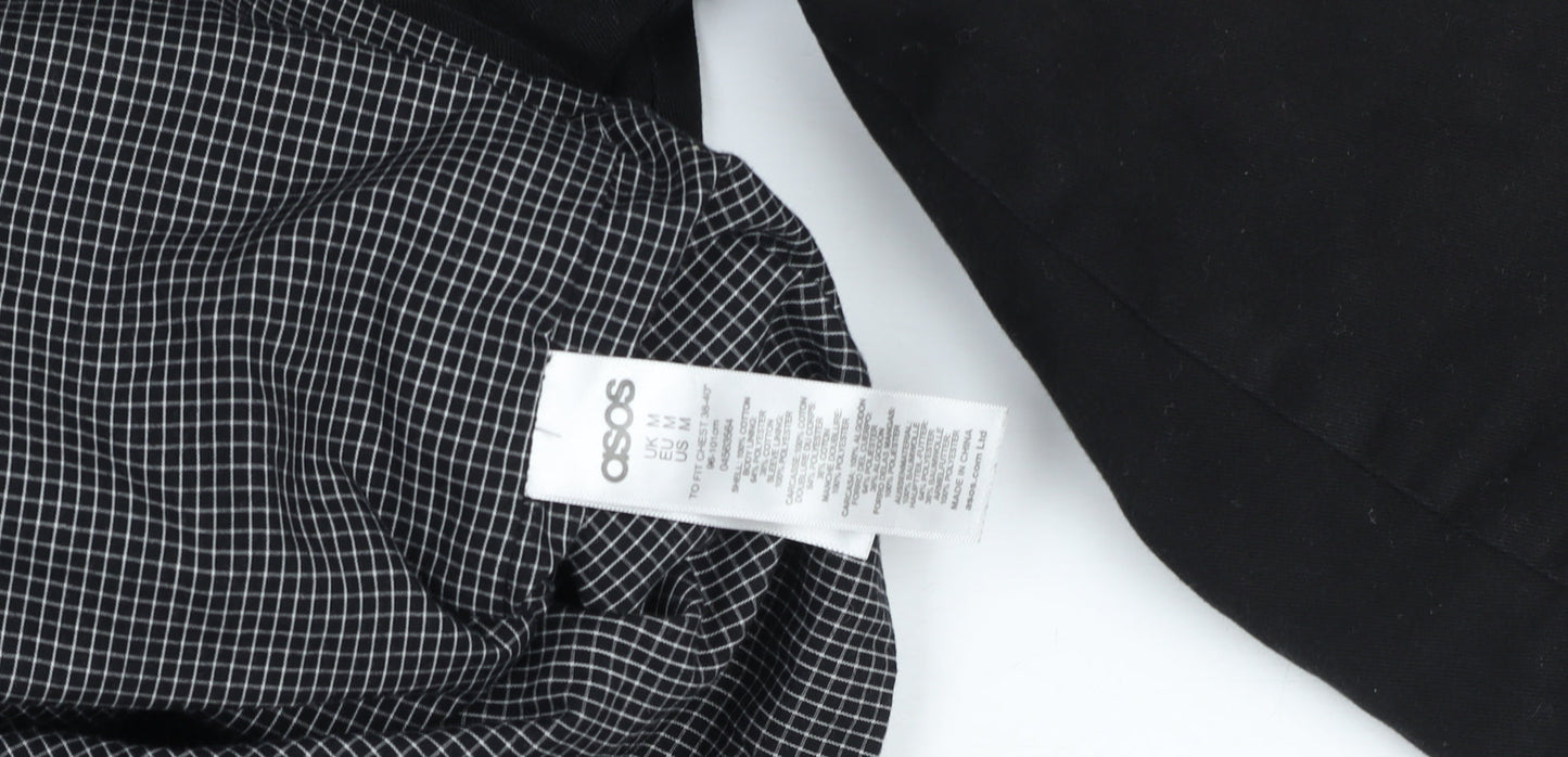 ASOS Men's Black Cotton Full Zip Jacket M Regular Fit