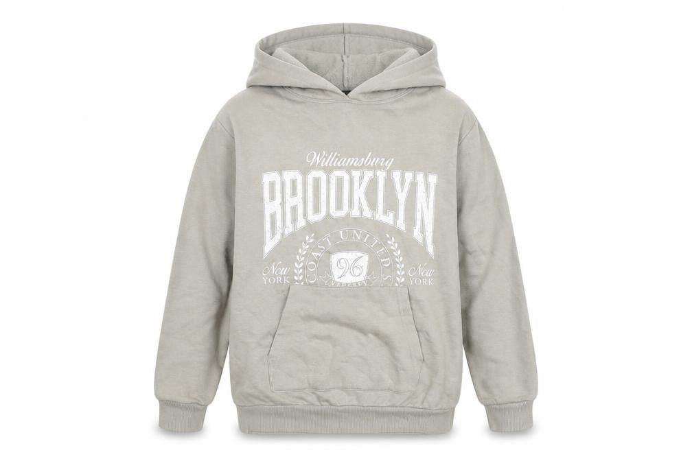 Front view of New Look girls’ grey brooklyn pullover hoodie age 10-11 years regular fit