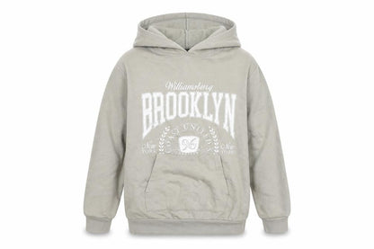 Front view of New Look girls’ grey brooklyn pullover hoodie age 10-11 years regular fit