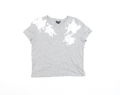 Womens UK Size 4 Topshop Grey Basic T-Shirt