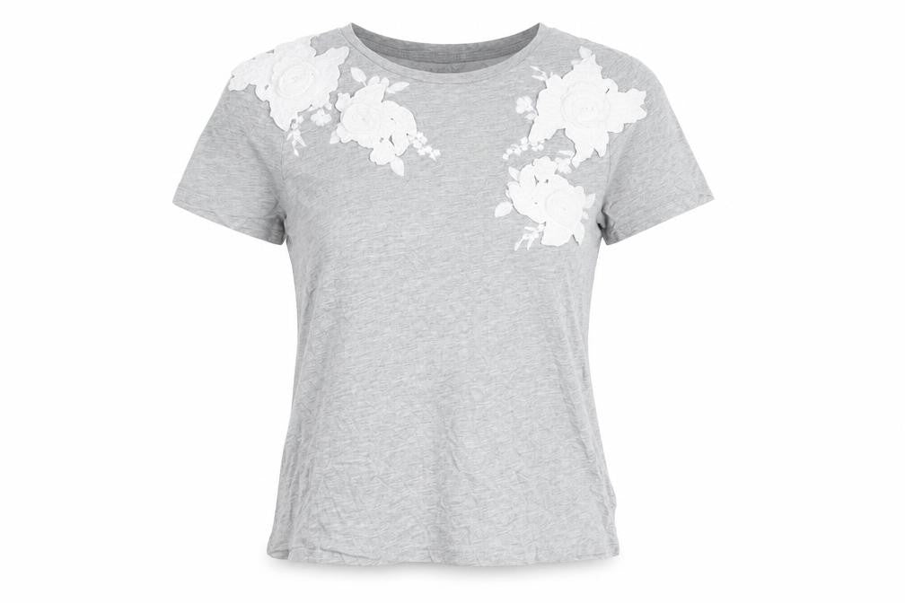 Womens UK Size 4 Topshop Grey Basic T-Shirt
