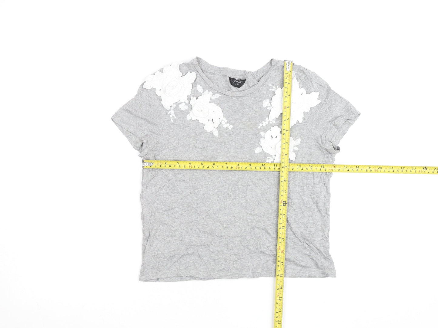 Womens UK Size 4 Topshop Grey Basic T-Shirt