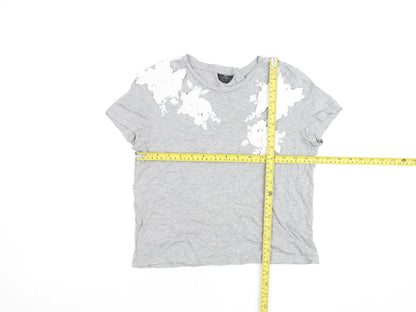 Womens UK Size 4 Topshop Grey Basic T-Shirt