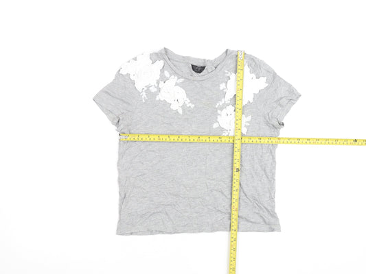 Womens UK Size 4 Topshop Grey Basic T-Shirt