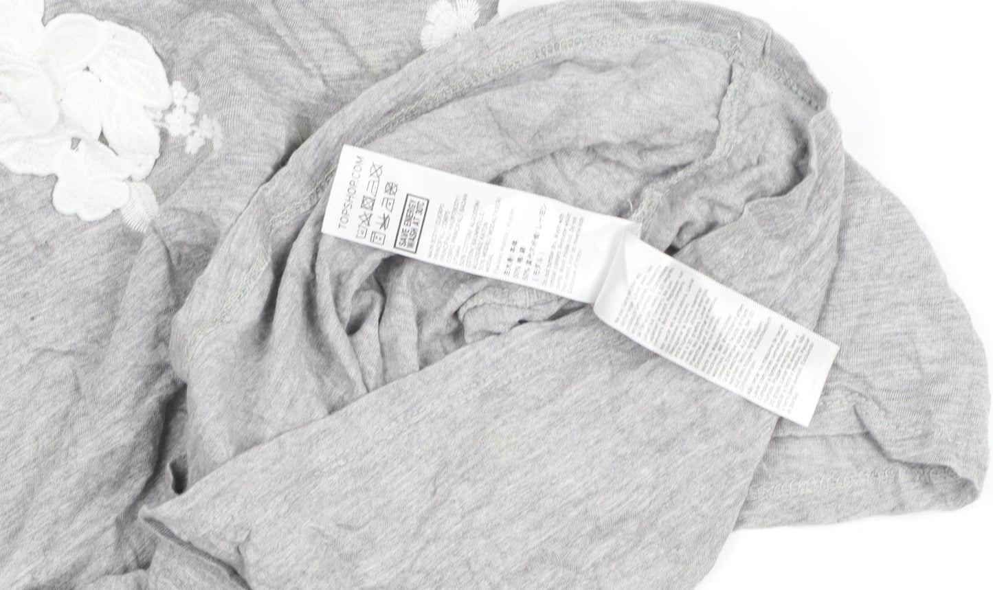 Womens UK Size 4 Topshop Grey Basic T-Shirt