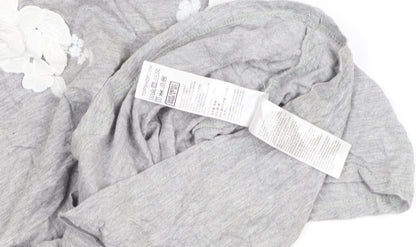 Womens UK Size 4 Topshop Grey Basic T-Shirt