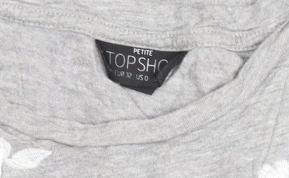 Womens UK Size 4 Topshop Grey Basic T-Shirt