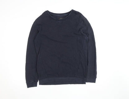 Zara Man Men's Blue Cotton Knit Pullover Crew Sweatshirt Size M