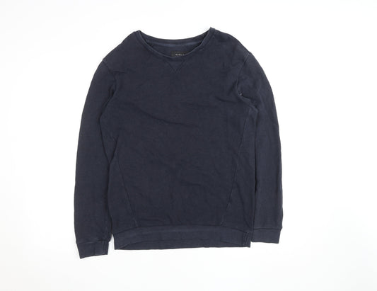Zara Man Men's Blue Cotton Knit Pullover Crew Sweatshirt Size M