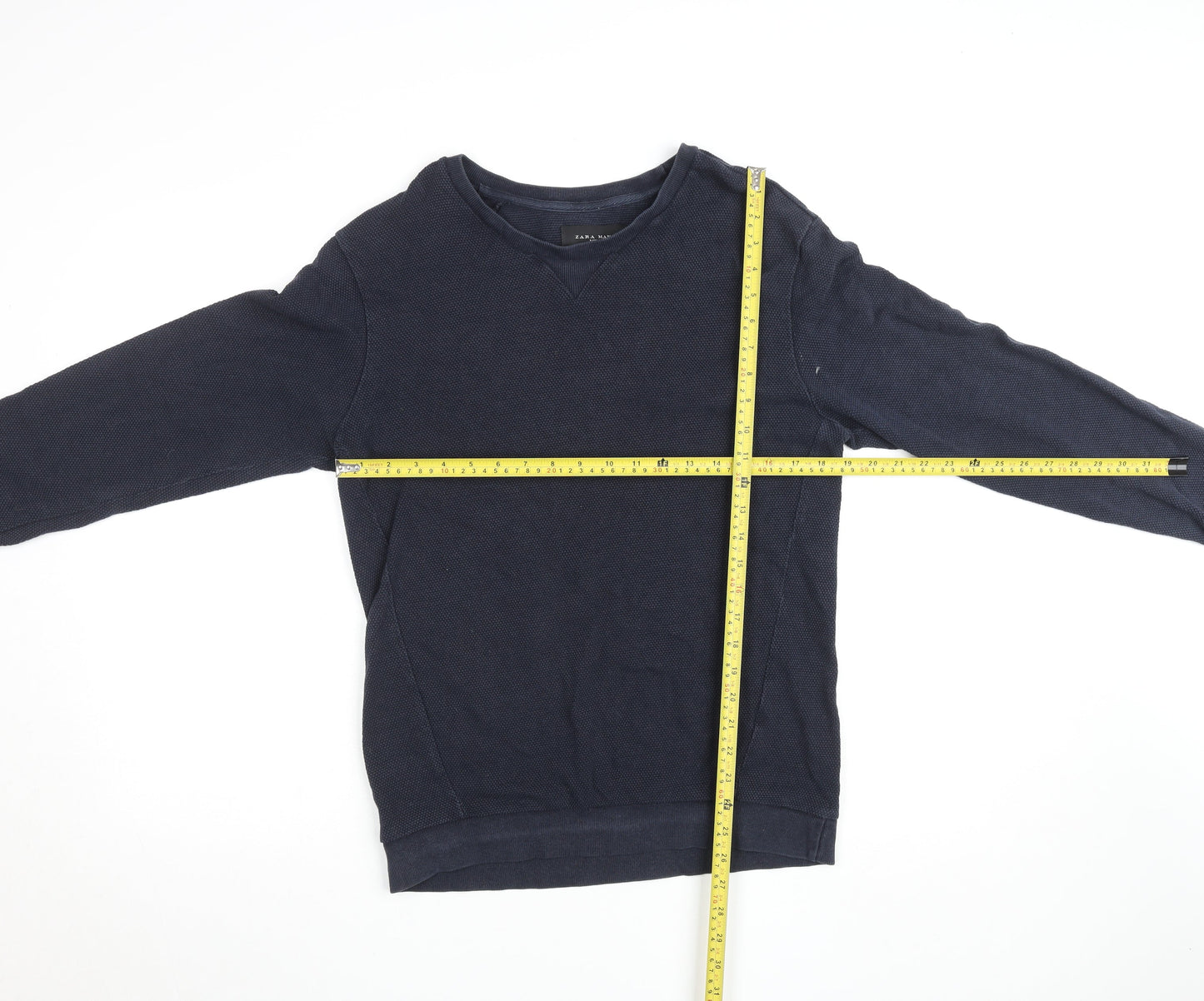 Zara Man Men's Blue Cotton Knit Pullover Crew Sweatshirt Size M