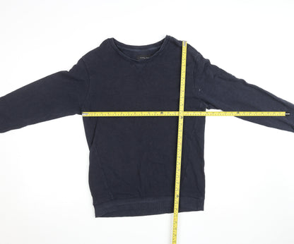 Zara Man Men's Blue Cotton Knit Pullover Crew Sweatshirt Size M