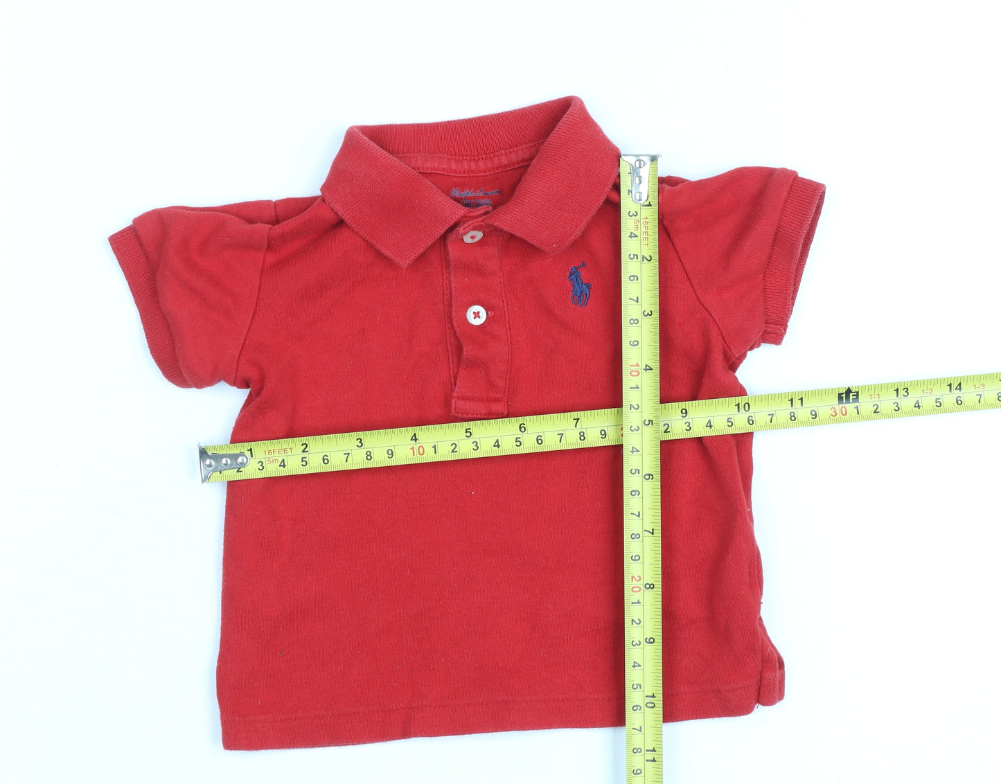 Ralph Lauren Red Cotton Polo Shirt Unisex Baby 9-12 Months Classic Style