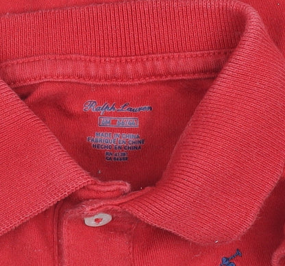 Ralph Lauren Red Cotton Polo Shirt Unisex Baby 9-12 Months Classic Style