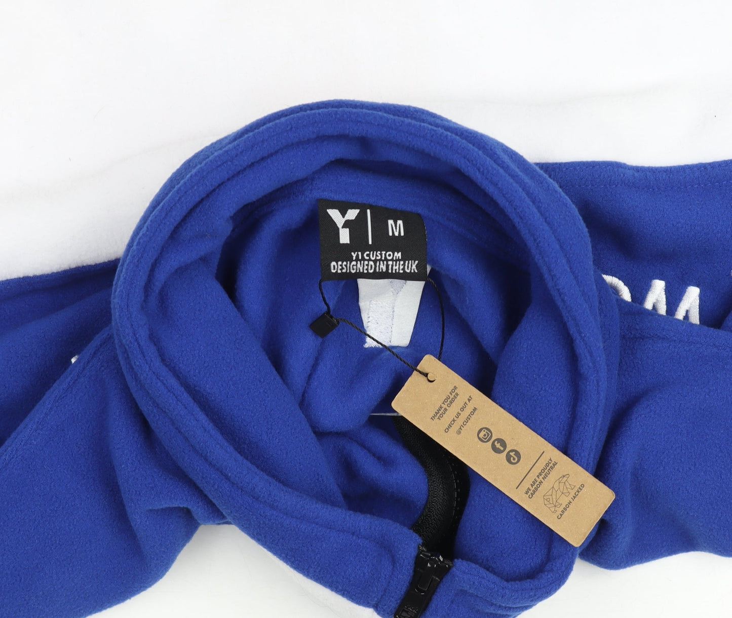 Mens UK Size M Y1 Custom Blue Henley Sweatshirt