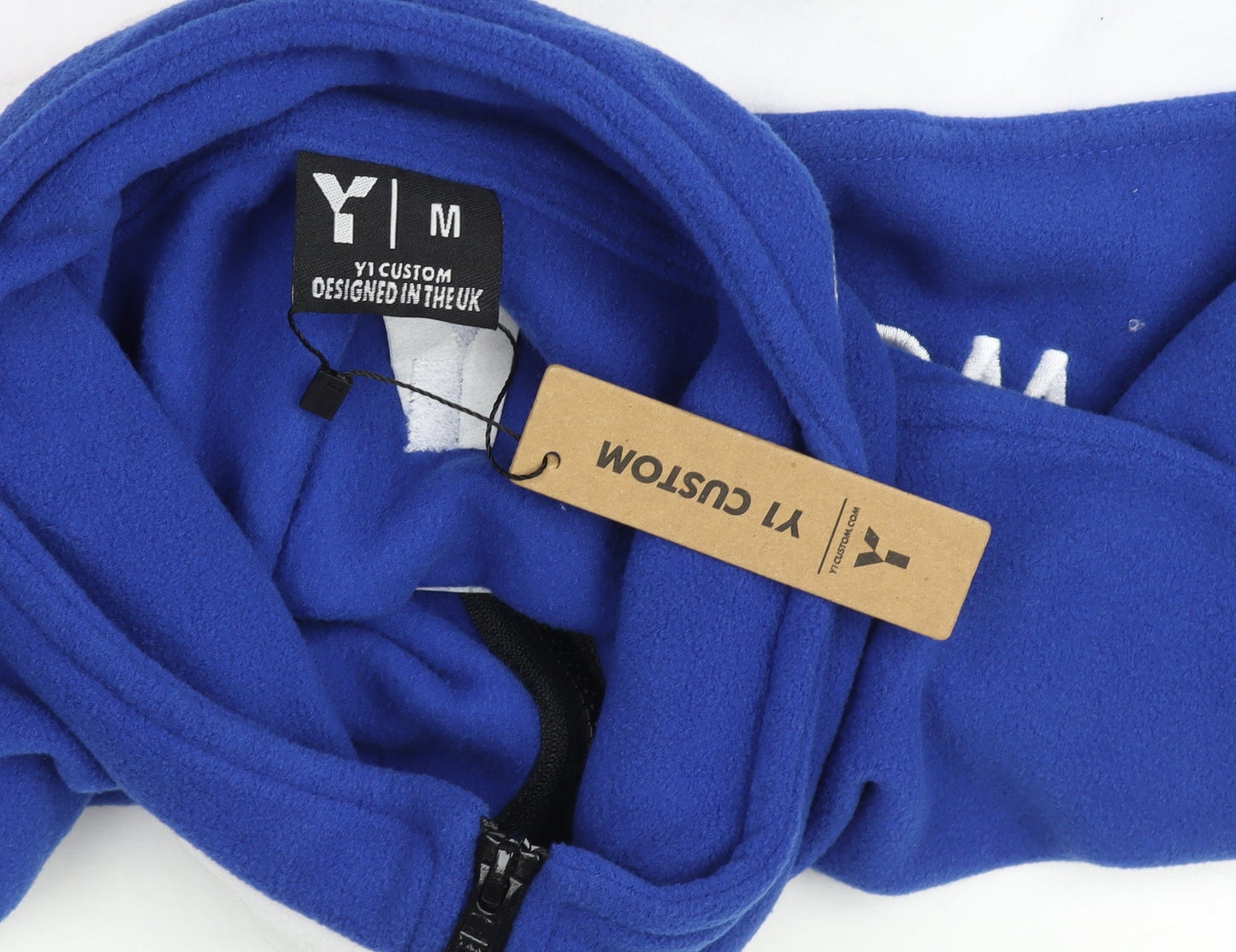 Mens UK Size M Y1 Custom Blue Henley Sweatshirt