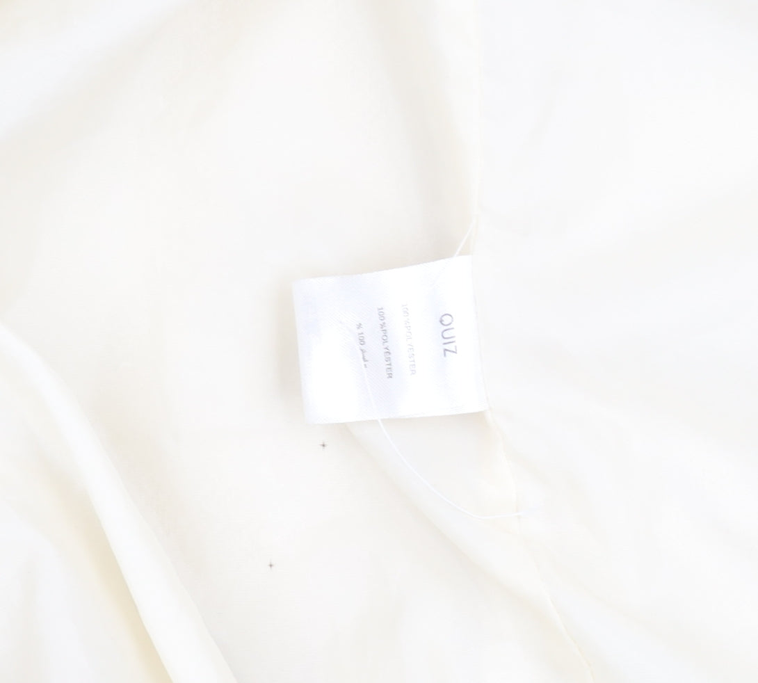 Quiz Women Ivory Fleece Mid-Length Button Coat Size 10