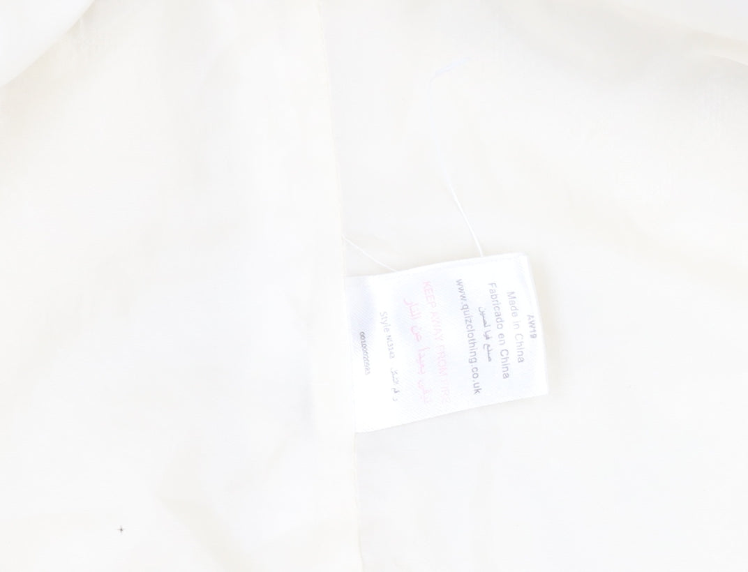 Quiz Women Ivory Fleece Mid-Length Button Coat Size 10