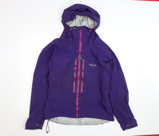 Rab Womens Purple Waterproof Hooded Jacket UK 14 Outdoor Rain Coat